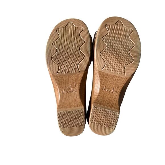 Dansko Soonet Metallic Snakeskin Strap Sandals size 39 US 8.5 9 Tan Cream - Picture 8 of 13